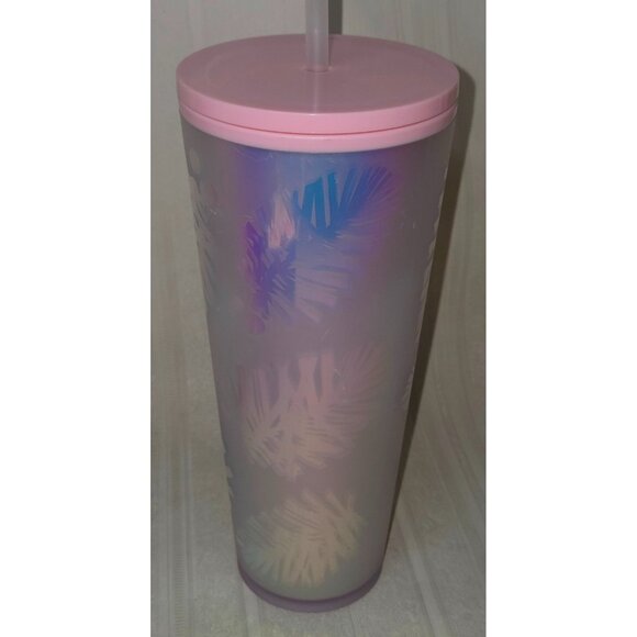 Starbucks Holiday Holographic Tumbler 24oz Pink Iridescent Pine Cone Ltd Edition - Picture 6 of 10